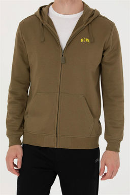 U. S. Polo Assn Мужской вязаный кардиган цвета хаки с капюшоном - U.s. polo assn фото 13