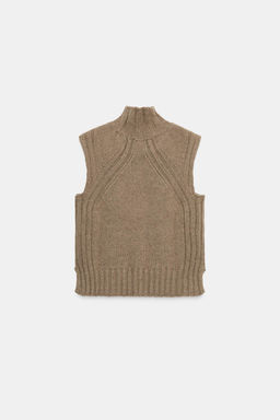 WOOL BLEND HIGH-NECK GILET - Zara фото 5