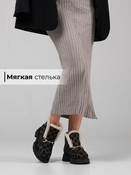 Ботинки 307.PODYUM141bl.Черный гуччи/шерсть