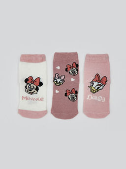 Minnie Mouse Bask?l? K?z Bebek Soket ?orap 3l?