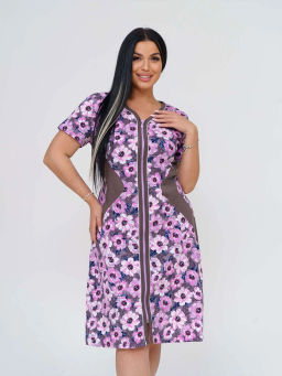 Халат женский, цвет фиолетовый серый коричневый