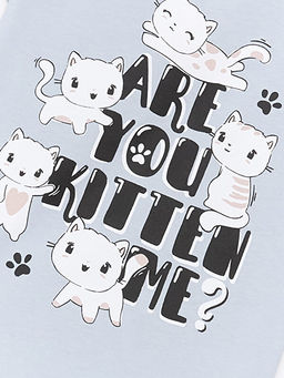 Bisiklet Yaka Bask?l? K?sa Kollu K?z Bebek Ti??rt - Waikiki фото 3