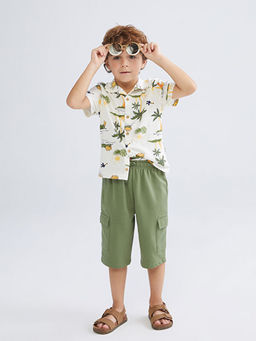 Bask?l? Erkek ?ocuk G?mlek ve ?ort 2li