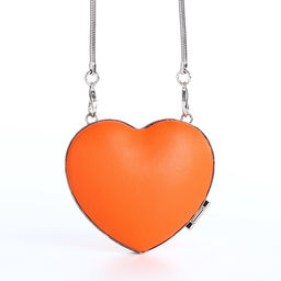 Сумка мини-клатч на магните, в форме сердца, жёсткий корпус, на длинной цепочке, оранжевая