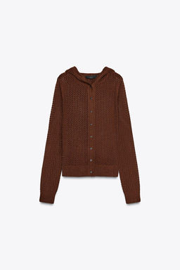 KNIT CARDIGAN WITH HOOD - Zara фото 7