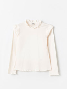 Dik Yaka Basic Uzun Kollu K?z ?ocuk Ti??rt - Waikiki фото 2