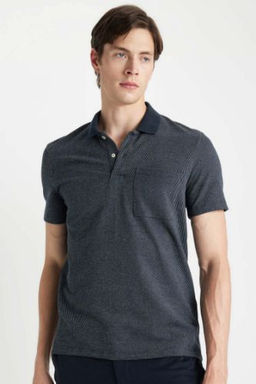 Slim Fit Dar Kesim Basic Duz K?sa Kollu Polo Tisort