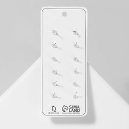 Цена за 2 шт. Серьги пусеты QF «Романтика», 6 пар, розочка, чёрно-белые в серебре