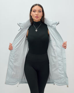 Куртка зимняя женская с капюшоном модная голубого цвета 3193Gl - Visdeer фото 9