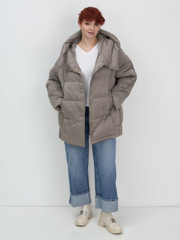 Куртка зимняя женская с капюшоном модная коричневого цвета 7651K - Visdeer фото 10