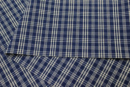 Мерный лоскут(ткань в отрезах) - Пестрядь этнографическая под домоткань "Белая клетка на темно-синем