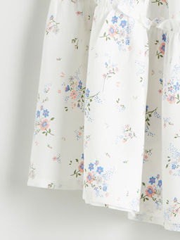 Beli Lastikli ?i?ekli K?z ?ocuk Etek