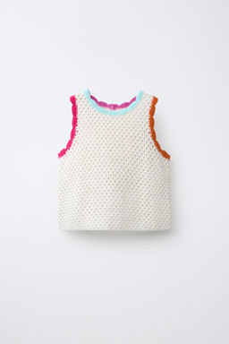 TOP PUNTO CROCHET CONTRASTES / Crudo - Zara фото 3
