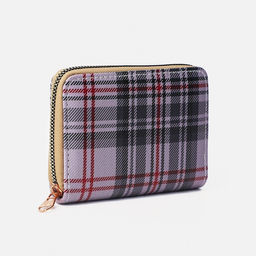 Кошелёк на молнии «Клетка», маленький, 3 отделения, серый