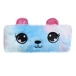 Пенал школьный меховой на молнии Calligrata «Мишка», пушистый, с ушками, МИКС