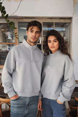 TRENDYOL MAN Kiremit Oversize/Genis Kesim Dik Yaka Fermuarl? Polarl?/S?cak Tutan Basic Sweatshirt TMNAW25SW00031