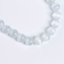 Бусины из натурального камня «Кошачий глаз» набор 50 шт., 1 шт. — 8 мм, белый