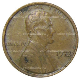 Монета 1 цент 1972 года США