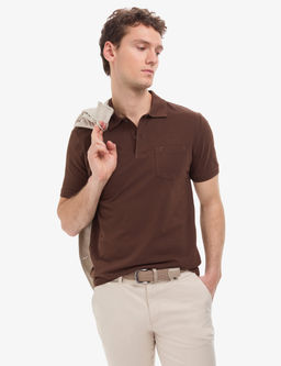 Koyu Kahverengi Regular Fit %100 Pamuk Cepli K_vr_lmaz D__meli Polo Yaka Basic T