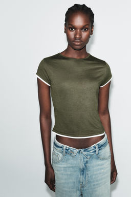 CONTRAST TRIM T-SHIRT - Zara фото 10