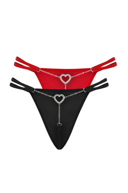 Siyah-K?rm?z? 2li Micro Kalp Aksesuar Detayl? String Kulot THMSS26KU00006