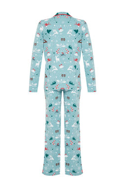 Turkuaz %100 Pamuk K?s Temal? Orme Pijama Tak?m? THMAW22PT1211 - Trendyolmilla фото 9