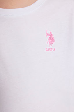 K_z _ocuk Beyaz Bisiklet Yaka Basic Ti__rt - U.s. polo assn фото 6