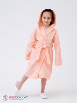 Детский вафельный халат с капюшоном нежно-персиковый В-07 (17) - Росхалат фото 4