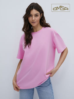 OmT_D1301 Фуфайка (футболка) OVERSIZE, COTTON - rosa