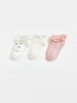 ?i?ekli K?z Bebek Patik ?orap 3l?