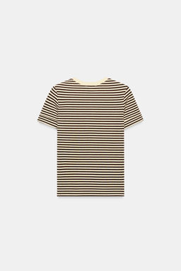 CAMISETA MINIMAL MANGA CORTA / Rayas marrones - Zara фото 6