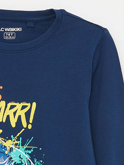 Bisiklet Yaka Bask?l? Uzun Kollu Erkek ?ocuk Pijama Tak?m?