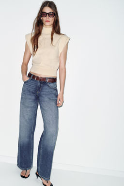 PLAIN KNIT TOP WITH PADDED SHOULDERS