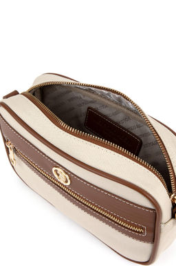 Женская сумка через плечо из холщовой ткани кремового цвета - U.s. polo assn фото 7