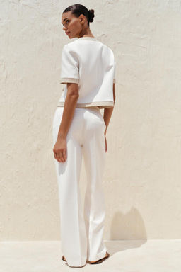 STRAIGHT-LEG TROUSERS WITH CONTRAST WAIST - Zara фото 4