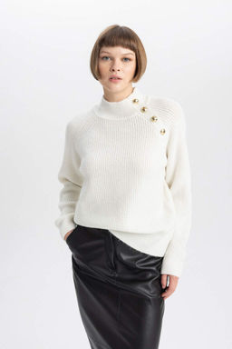 Свитер с полуводолазкой свободного кроя - Defacto фото 3