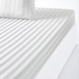 Простыня из сатина страйп на резинке - Белый 140х200х25