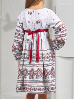 Платье Рогожка дл/р_орнамент