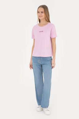 Женская розовая футболка с круглым вырезом - U.s. polo assn фото 11