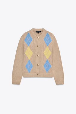 ARGYLE KNIT CARDIGAN - Zara фото 3