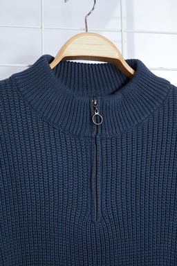 TRENDYOL MAN Indigo Casual Regular Yar?m Bal?kc? Yaka Duz Triko Kazak TMNAW22KZ1908 - Trendyolmilla фото 42