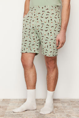 TRENDYOL MAN Indigo Regular Fit Kopek Desenli Orme Sortlu Pijama Tak?m? THMSS21PT0324 - Trendyolmilla фото 11