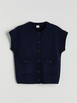 Bisiklet Yaka K?z ?ocuk Triko Yelek