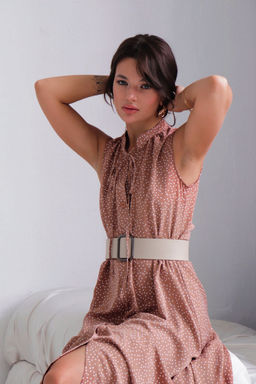 Платье, как из к/ф Красотка, кофейное в хаотичный горошек - Martichelli фото 6