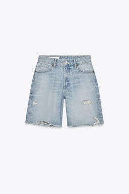 MID-WAIST RIPPED TRF DENIM BERMUDA SHORTS - Zara фото 11