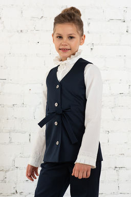 Синий школьный жилет для девочки Mooriposh, модель 1111 фото 6