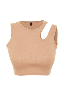 Trendyolmilla Siyah-Beyaz 2li Paket Cut Out Detayl? Fitted Crop Fitilli Esnek Orme Atlet TWOSS23AL00006  фото 26