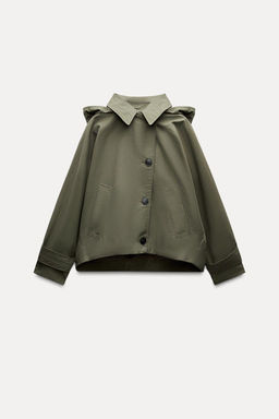 ZW COLLECTION SHORT HOODED TRENCH COAT - Zara фото 7
