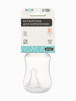 Бутылочка для кормления малыша M&B, классическое горло, от 0 мес., 150 мл., белая