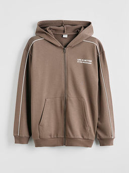 Kap??onlu Erkek ?ocuk Fermuarl? Sweatshirt